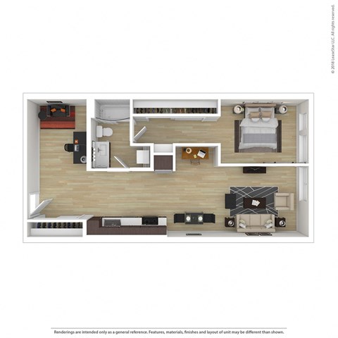Floor plan for 1 bed, 1 bath, 772 sqft
