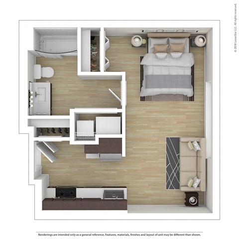 Floor plan for studio, 1 bath, 547 sqft