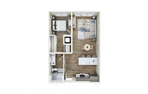 Floor plan for 1 bed, 1 bath, 787 sqft