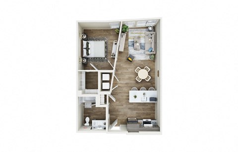 Floor plan for 1 bed, 1 bath, 776 sqft