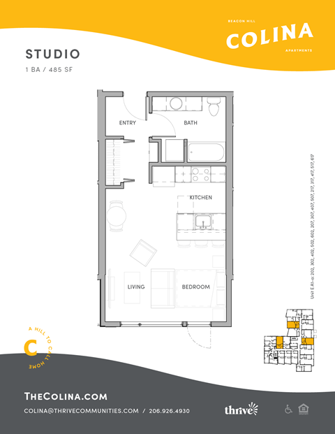 Floor plan for studio, 1 bath, 515 sqft