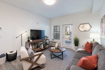 Olympia apartment for rent - an apartment living room with a couch and a tv