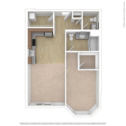 Floor plan for 1 bed, 1.5 baths, 789 sqft