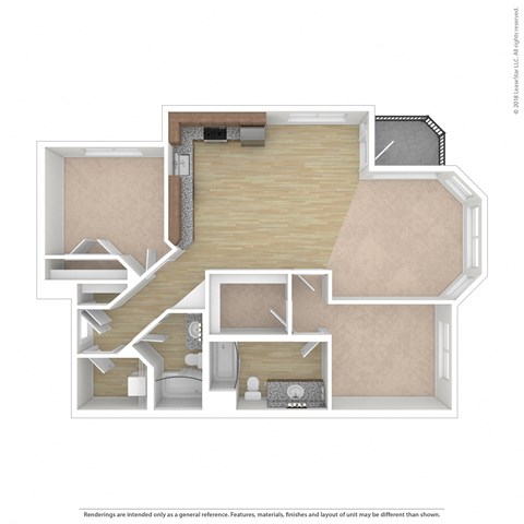 Floor plan for 2 beds, 2 baths, 926 sqft