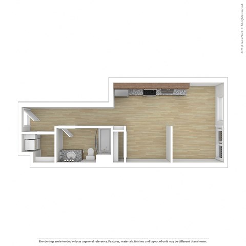 Floor plan for studio, 1 bath, 495 sqft
