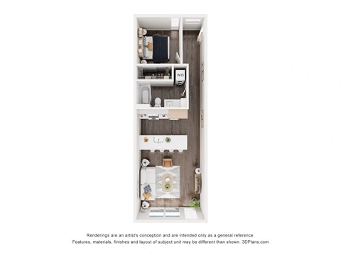 Floor plan for 1 bed, 1 bath, 700 sqft