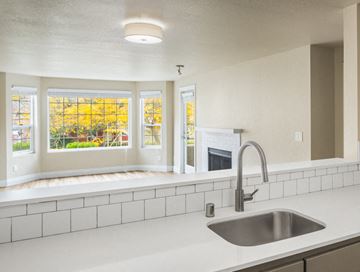 Seattle apartment for rent - a kitchen with a sink and a window