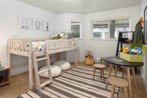 Clackamas apartment for rent - a bedroom with a bunk bed and a desk with a chair