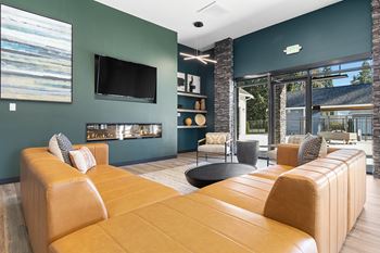 Clubhouse with electric fireplace