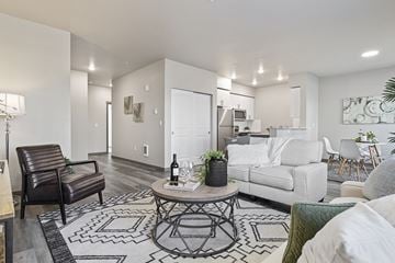 Lacey apartment for rent - A living room with a white couch and a coffee table.