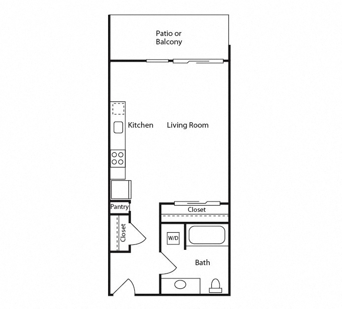 Floor plan for studio, 1 bath, 511 sqft