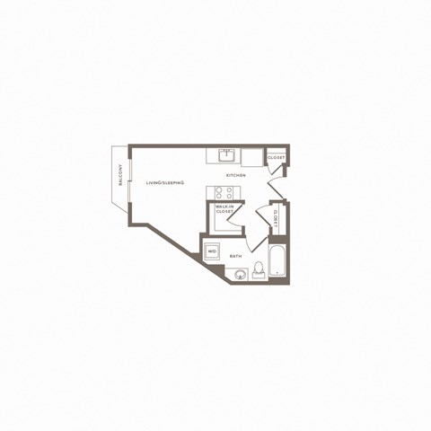 Floor plan for studio, 1 bath, 450 sqft