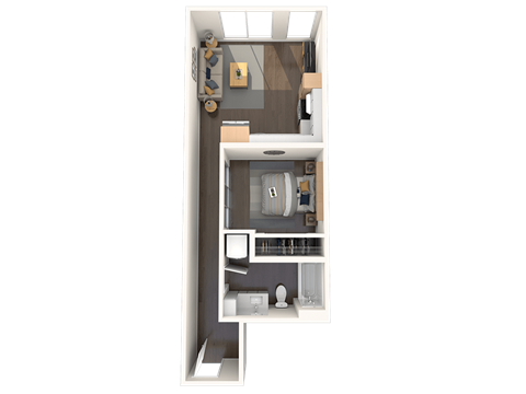Floor plan for studio, 1 bath, 538 sqft