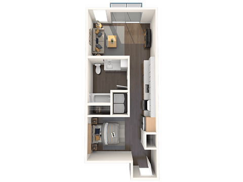 Floor plan for studio, 1 bath