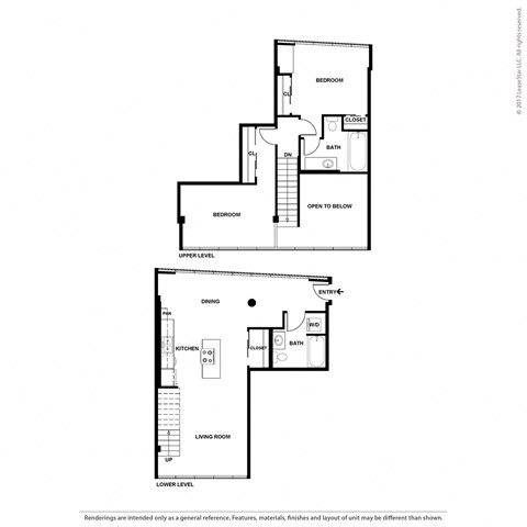 Floor plan for 2 beds, 2 baths, 1177 sqft