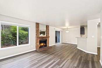 Cozy wood burning fireplace