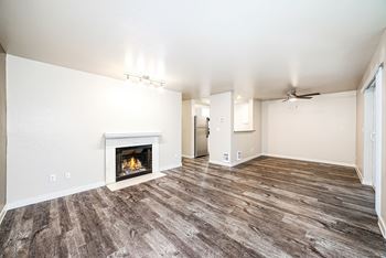 Cozy wood burning fireplace