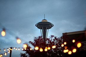Seattle apartment for rent - a view of the seattle space needle at night
