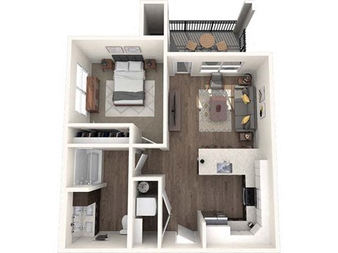 Floor plan for 1 bed, 1 bath, 620 sqft