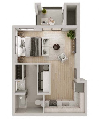 Floor plan for studio, 1 bath, 450 sqft