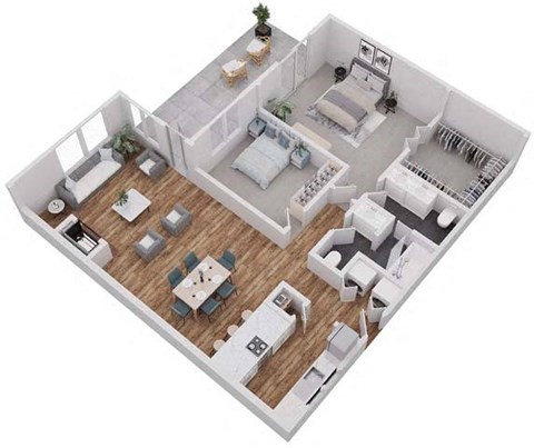 Floor plan for 2 beds, 1.5 baths, 1200 sqft