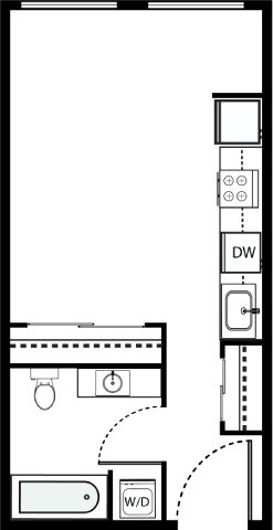 Floor plan for studio, 1 bath, 447 sqft