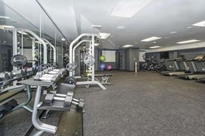 Seattle apartment for rent - A gym with a variety of equipment including treadmills, weights, and exercise machines.