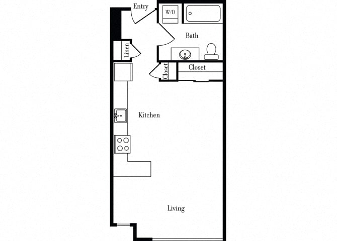 Floor plan for studio, 1 bath, 530 sqft