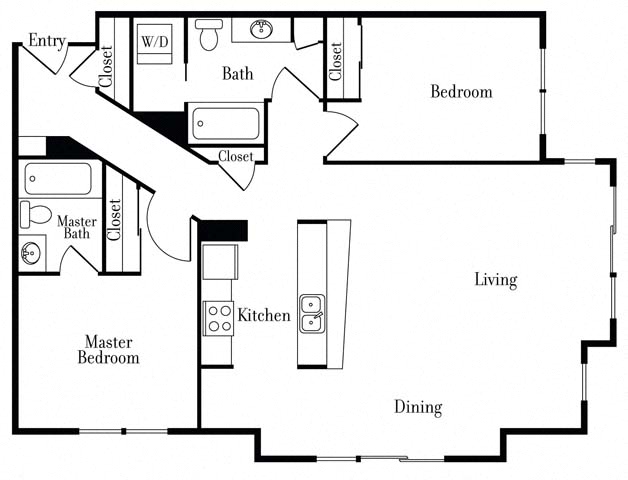 Floor plan for 2 beds, 2 baths, 1171 sqft