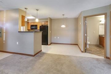 Amherst apartment for rent - A kitchen area with a microwave and oven built into the cabinetry.