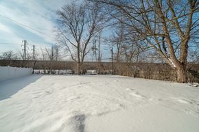 Williamsville house for rent - A snow-covered field with trees and power lines in the distance.
