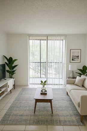 Lauderdale Lakes apartment for rent - A living room with a couch, a coffee table, and a television.