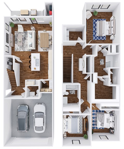 Floor plan for 3 beds, 2.5 baths, 1699 sqft