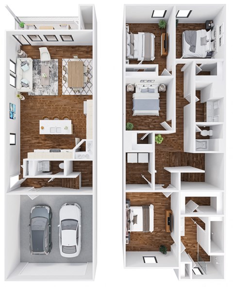 Floor plan for 4 beds, 2.5 baths, 1924 sqft