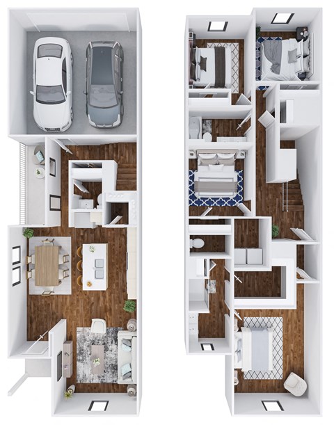 Floor plan for 4 beds, 2.5 baths, 2003 sqft
