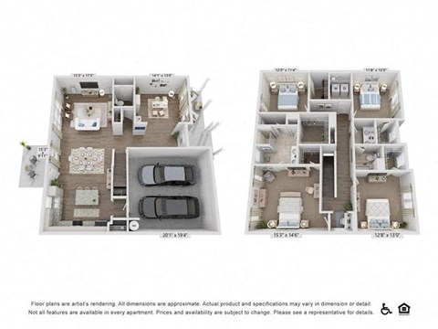 Floor plan for 4 beds, 2.5 baths, 2486 sqft