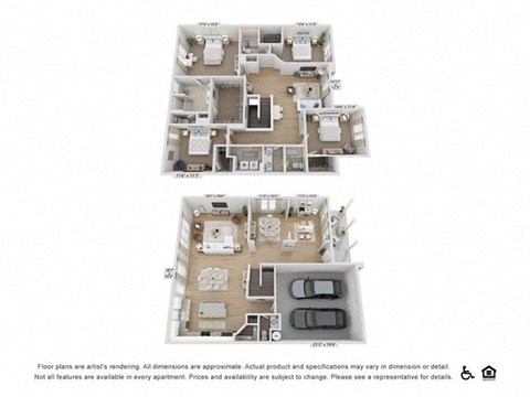 Floor plan for 4 beds, 3.5 baths, 3057 sqft