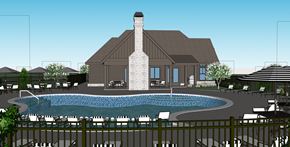 Jefferson apartment for rent - Clubhouse exterior with pool and lounge area.