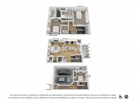 Floor plan for 3 beds, 3.5 baths, 2000 sqft