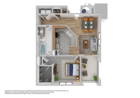 Floor plan for 1 bed, 1 bath, 787 sqft