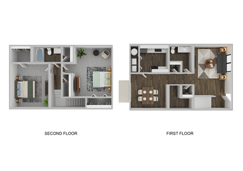 Floor plan for 2 beds, 1.5 baths, 1100 sqft