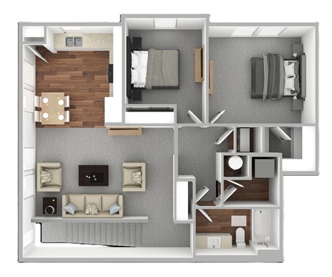 Floor plan for 2 beds, 1 bath, 1410 sqft