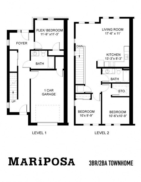 Floor plan for 3 beds, 2 baths, 1650 sqft