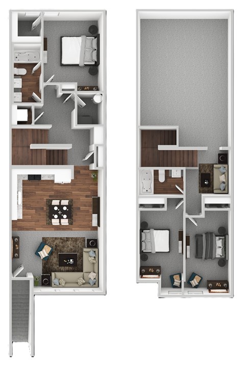 Floor plan for 3 beds, 2 baths, 1407 sqft