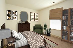 Richmond apartment for rent - a bedroom with a bed and a chair and a dresser