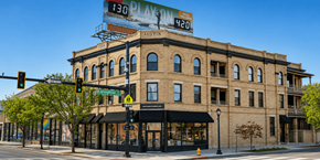 Denver apartment for rent - A building with a sign that says 130 PLAYN 420 AUSTIN.