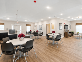 Nashville apartment for rent - A dining room with a white table and chairs.