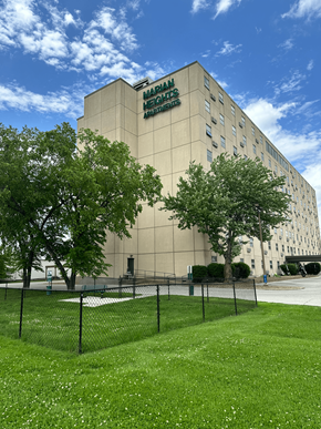 Alton apartment for rent - A large building with the words "Midland Medical Center" on the side.