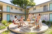 Memphis apartment for rent - A group of people are gathered around a table on a wooden deck.