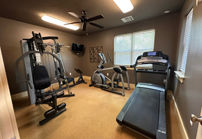 Knightdale apartment for rent - the gym has plenty of exercise equipment for your continued workouts